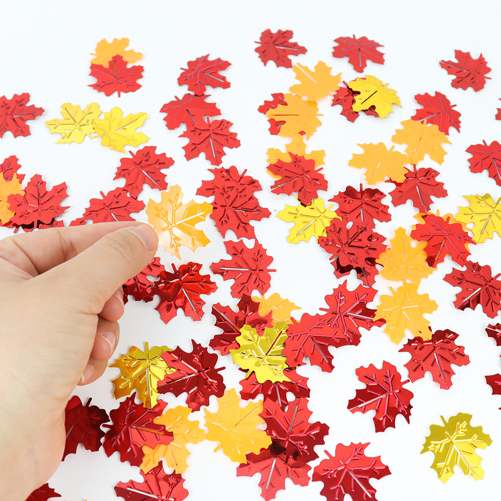 Table Runner Sequin - Confettis feuilles d'érable à paillettes d'automne,