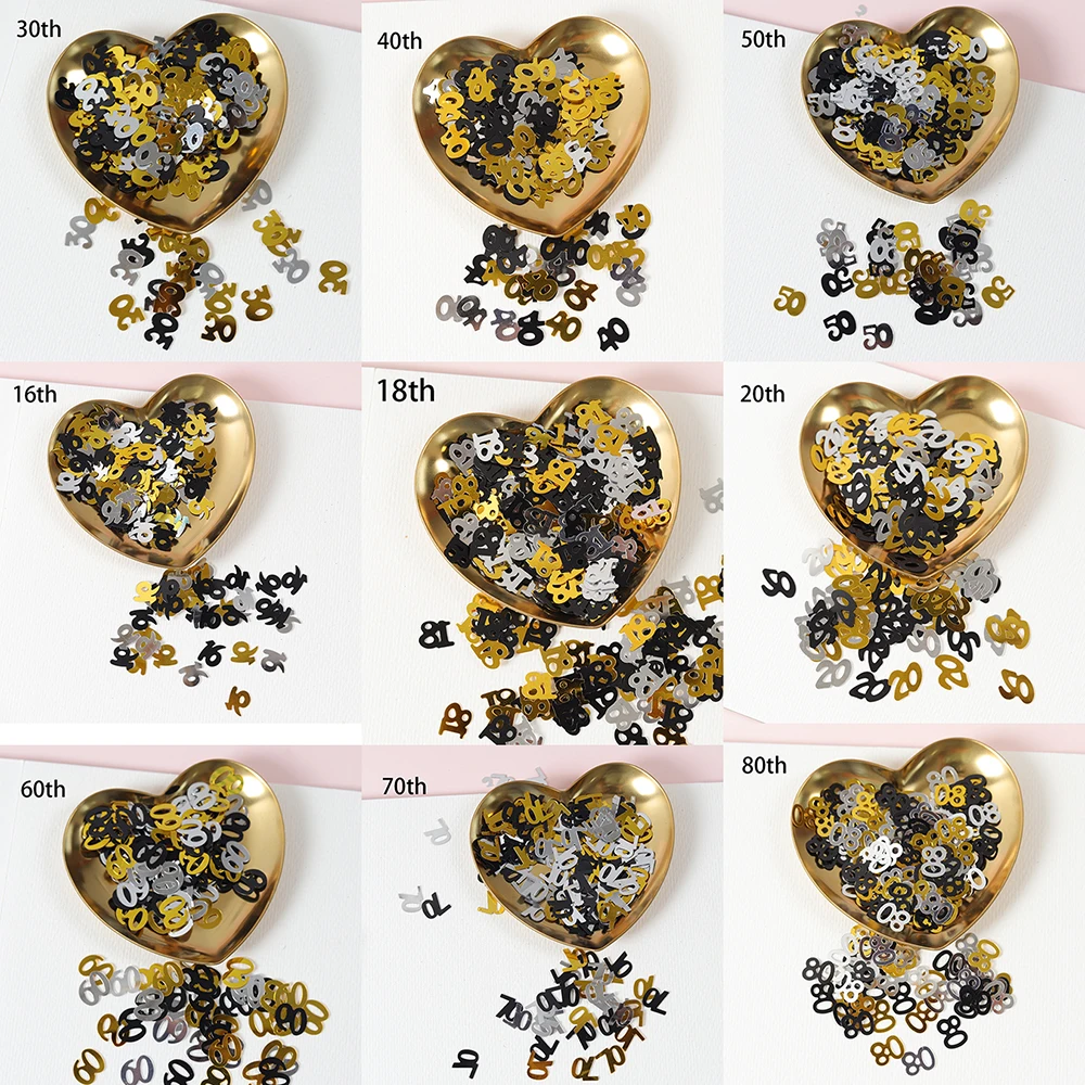 Table Runner Sequin - Mini numéro 15G 16/18/20/30/40/50/60/70/80/90 ans, confettis